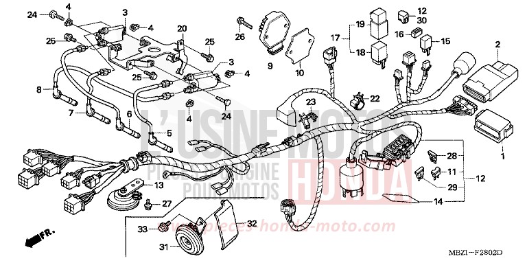 WIRE HARNESS (CB600F3/4/5/6) for CB600F Hornet PEARL BREEZY BLUE (PB341) from 2006